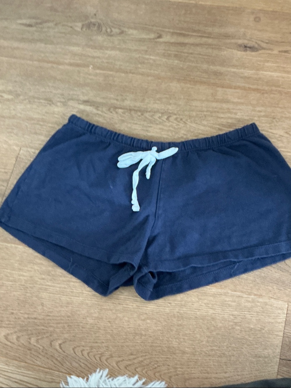 Brandy Melville Navy Lounge Shorts with White Drawstring